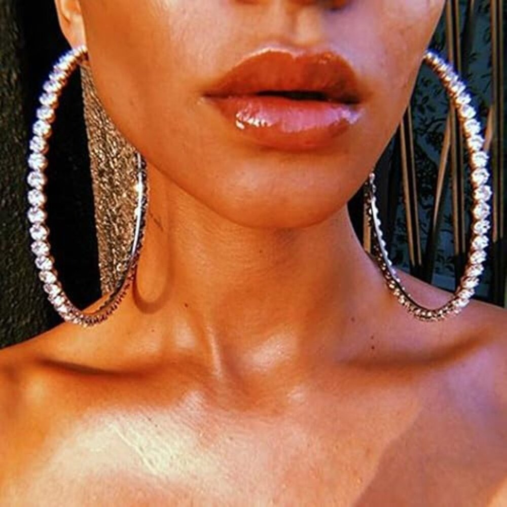 Huge Oversized Diamond Hoops